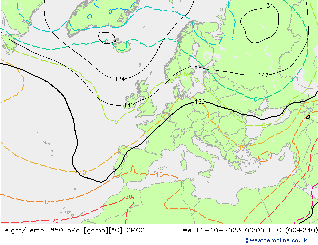 Hoogte/Temp. 850 hPa CMCC wo 11.10.2023 00 UTC