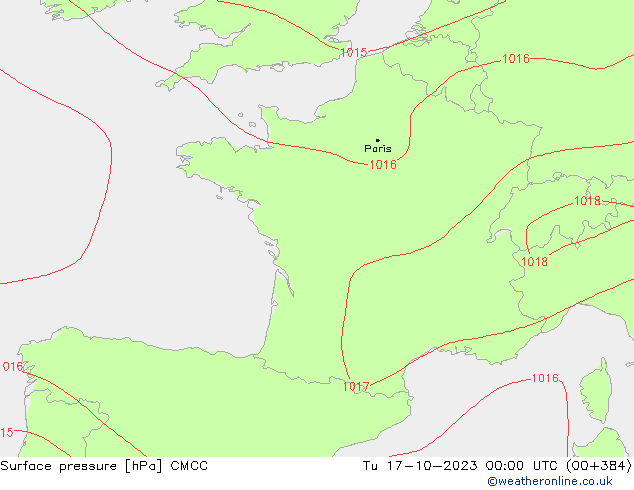 Atmosférický tlak CMCC Út 17.10.2023 00 UTC