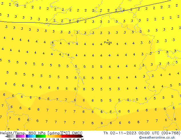 Hoogte/Temp. 850 hPa CMCC do 02.11.2023 00 UTC