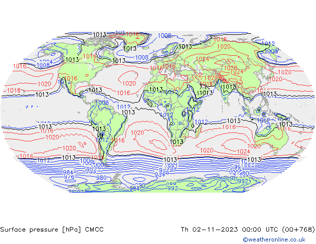 приземное давление CMCC чт 02.11.2023 00 UTC
