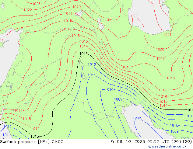 Surface pressure CMCC Fr 06.10.2023 00 UTC
