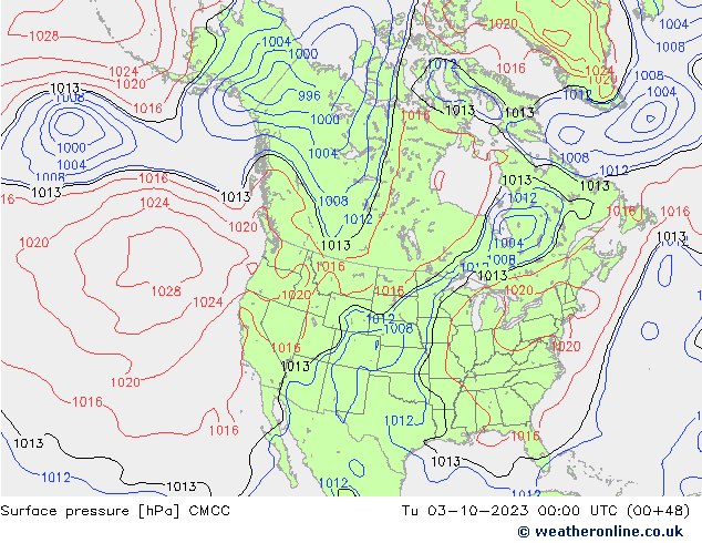 Surface pressure CMCC Tu 03.10.2023 00 UTC