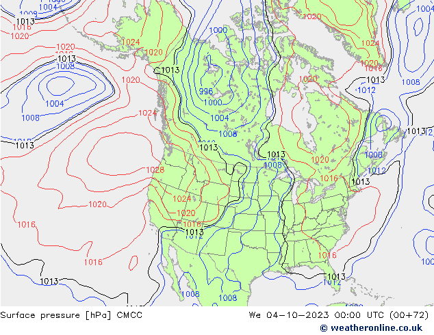 приземное давление CMCC ср 04.10.2023 00 UTC
