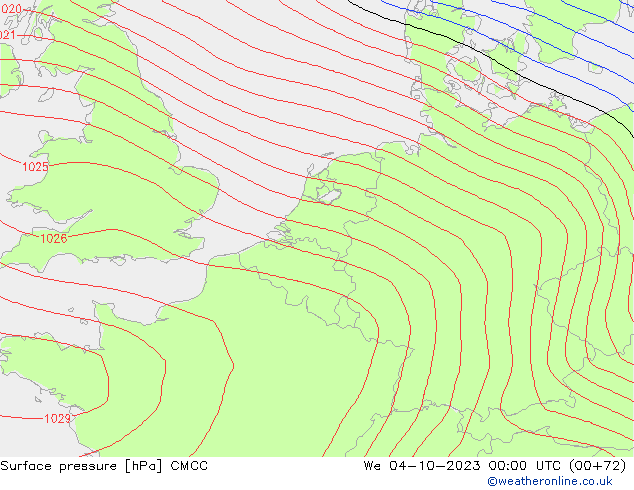 pression de l'air CMCC mer 04.10.2023 00 UTC