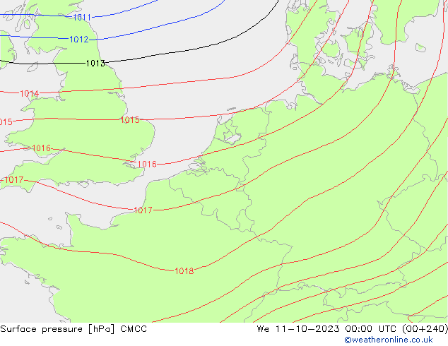 Atmosférický tlak CMCC St 11.10.2023 00 UTC