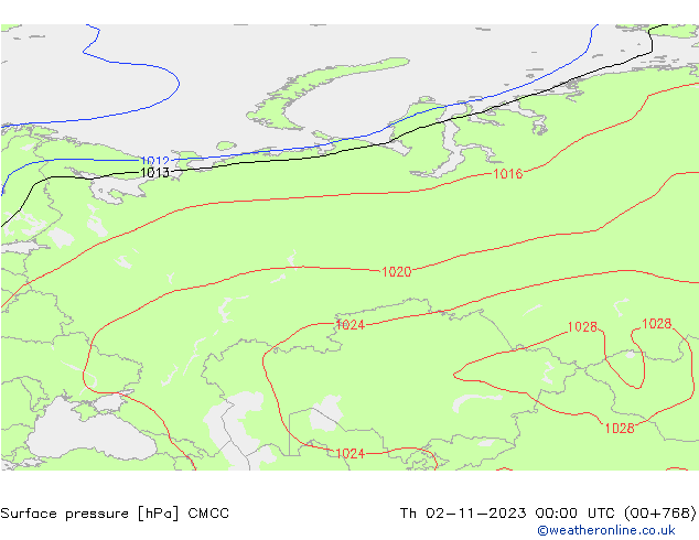 pression de l'air CMCC jeu 02.11.2023 00 UTC