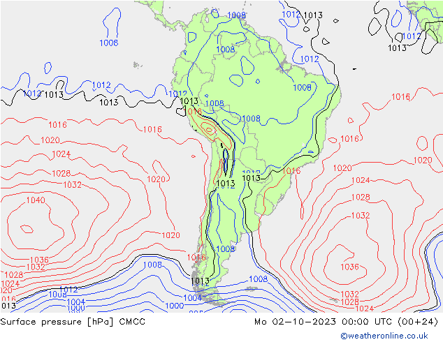 ciśnienie CMCC pon. 02.10.2023 00 UTC