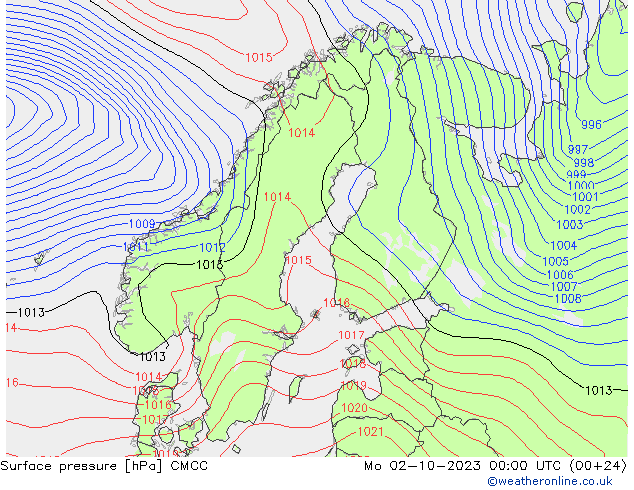 Bodendruck CMCC Mo 02.10.2023 00 UTC