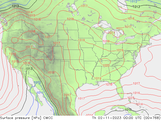 Atmosférický tlak CMCC Čt 02.11.2023 00 UTC