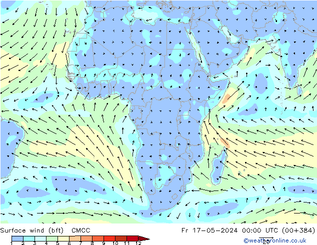 Surface wind (bft) CMCC Fr 17.05.2024 00 UTC