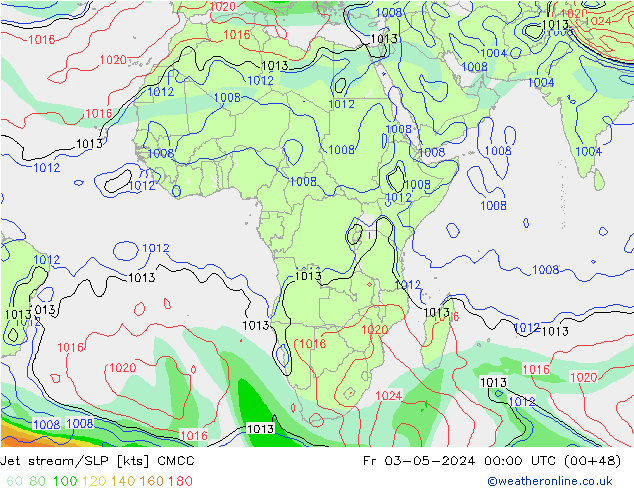 Jet stream/SLP CMCC Fr 03.05.2024 00 UTC