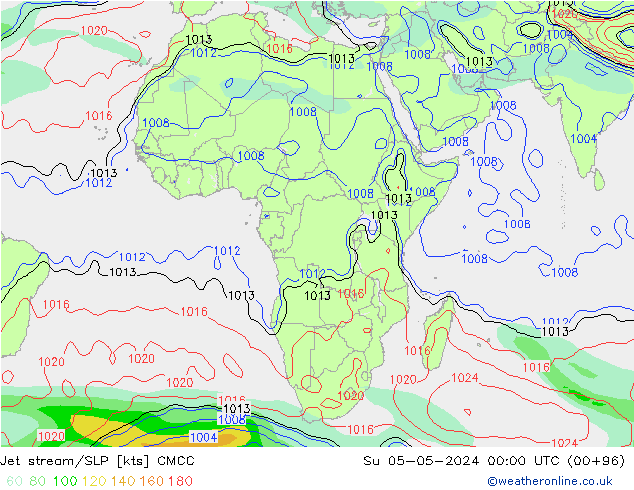 Jet stream/SLP CMCC Su 05.05.2024 00 UTC