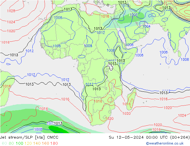 Jet stream/SLP CMCC Su 12.05.2024 00 UTC