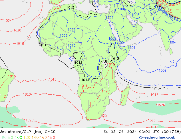 джет/приземное давление CMCC Вс 02.06.2024 00 UTC