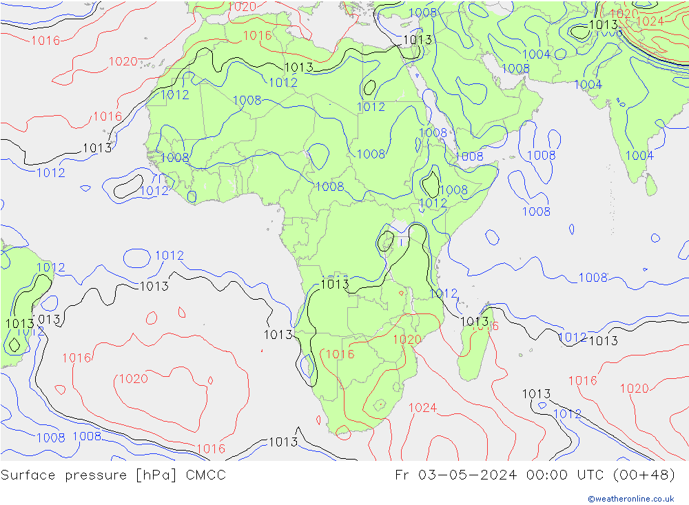 pression de l'air CMCC ven 03.05.2024 00 UTC