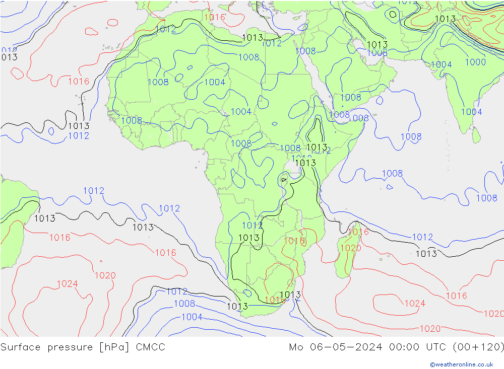 Surface pressure CMCC Mo 06.05.2024 00 UTC