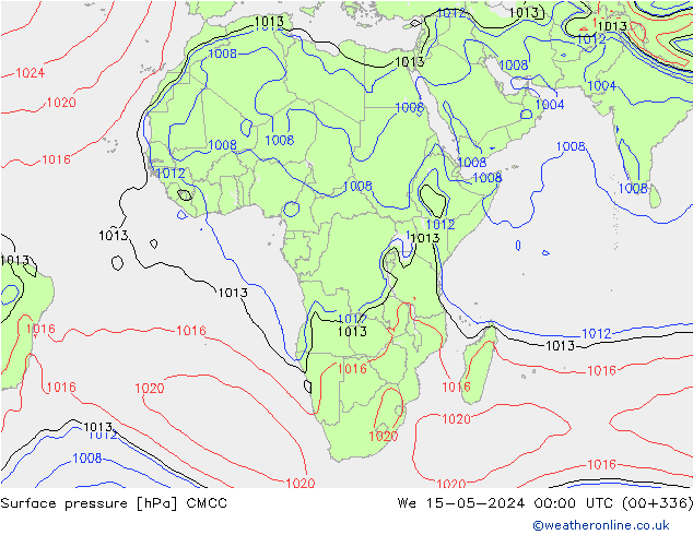 Pressione al suolo CMCC mer 15.05.2024 00 UTC
