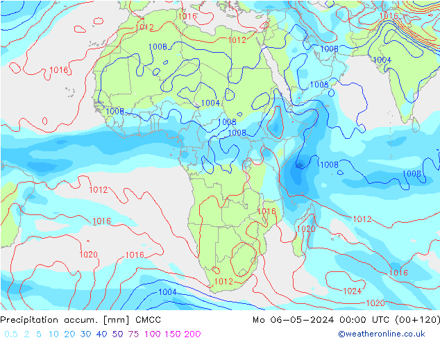 Précipitation accum. CMCC lun 06.05.2024 00 UTC