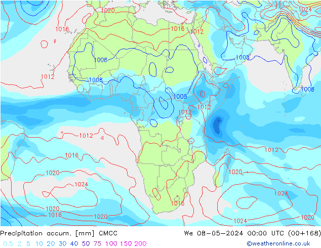 Precipitación acum. CMCC mié 08.05.2024 00 UTC