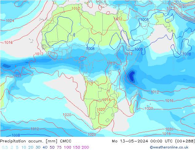 Précipitation accum. CMCC lun 13.05.2024 00 UTC