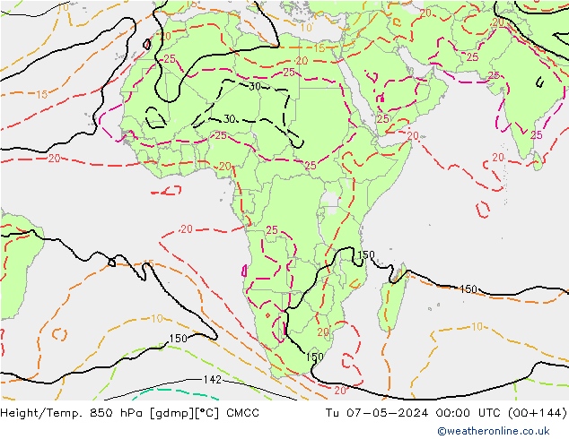 Geop./Temp. 850 hPa CMCC mar 07.05.2024 00 UTC