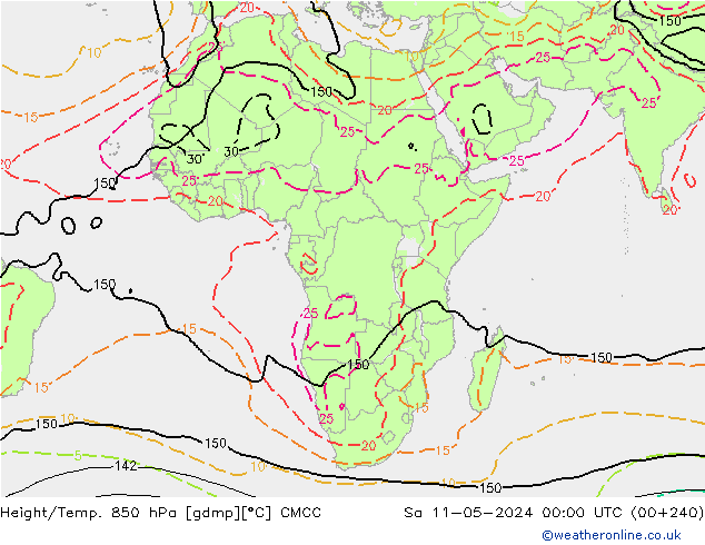 Height/Temp. 850 hPa CMCC Sa 11.05.2024 00 UTC