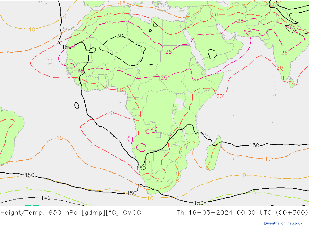 Géop./Temp. 850 hPa CMCC jeu 16.05.2024 00 UTC