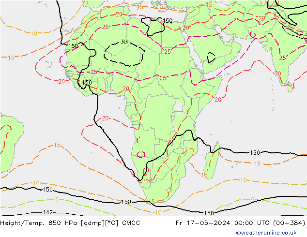 Hoogte/Temp. 850 hPa CMCC vr 17.05.2024 00 UTC