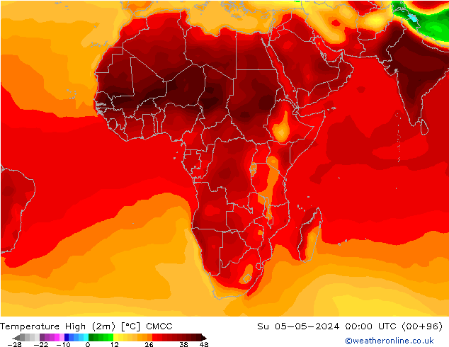 temperatura máx. (2m) CMCC Dom 05.05.2024 00 UTC