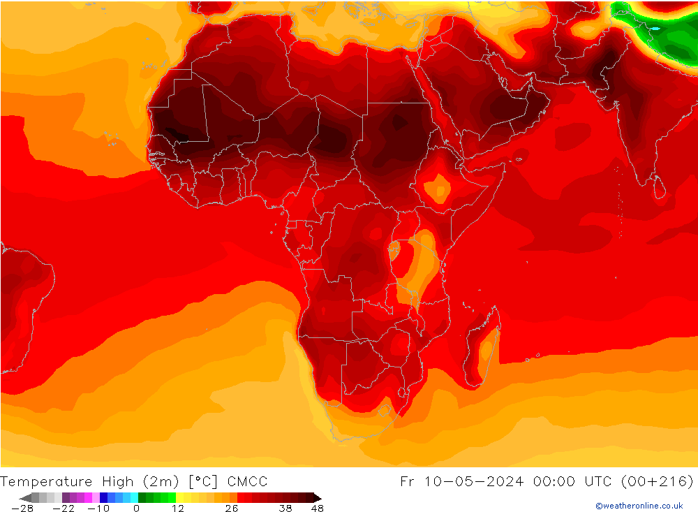 Temperature High (2m) CMCC Fr 10.05.2024 00 UTC