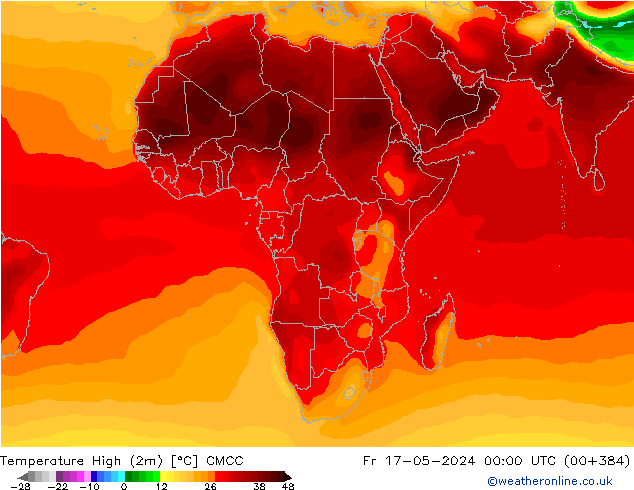 Temperatura máx. (2m) CMCC vie 17.05.2024 00 UTC