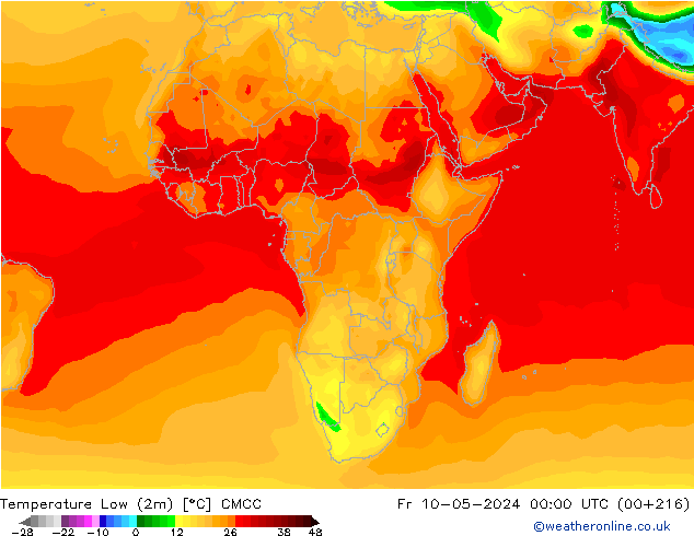 Temperature Low (2m) CMCC Fr 10.05.2024 00 UTC