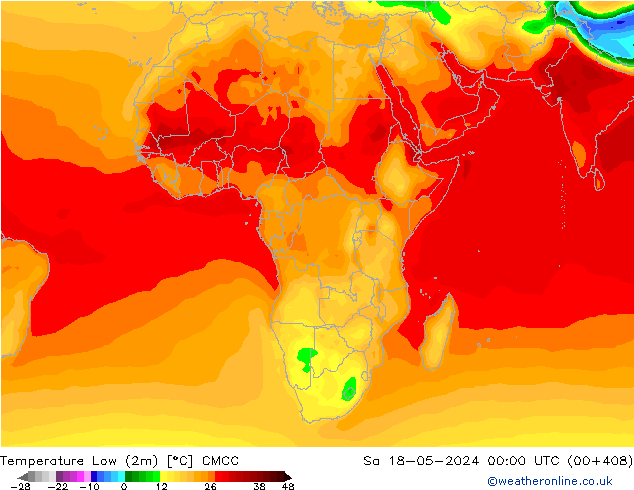 Temperatura mín. (2m) CMCC sáb 18.05.2024 00 UTC