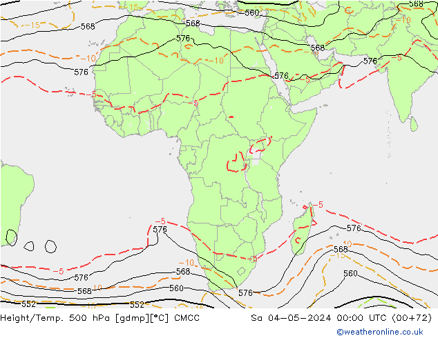 Hoogte/Temp. 500 hPa CMCC za 04.05.2024 00 UTC
