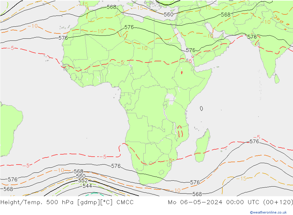 Height/Temp. 500 hPa CMCC Mo 06.05.2024 00 UTC