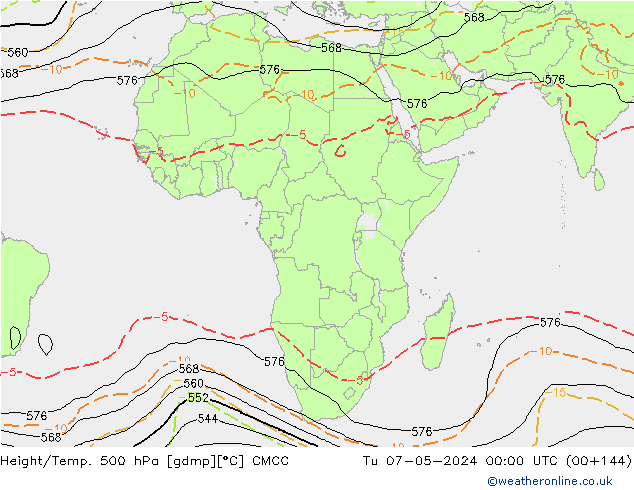 Hoogte/Temp. 500 hPa CMCC di 07.05.2024 00 UTC