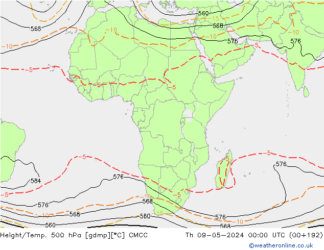 Yükseklik/Sıc. 500 hPa CMCC Per 09.05.2024 00 UTC