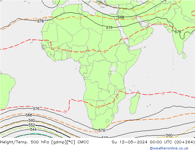 Height/Temp. 500 hPa CMCC dom 12.05.2024 00 UTC