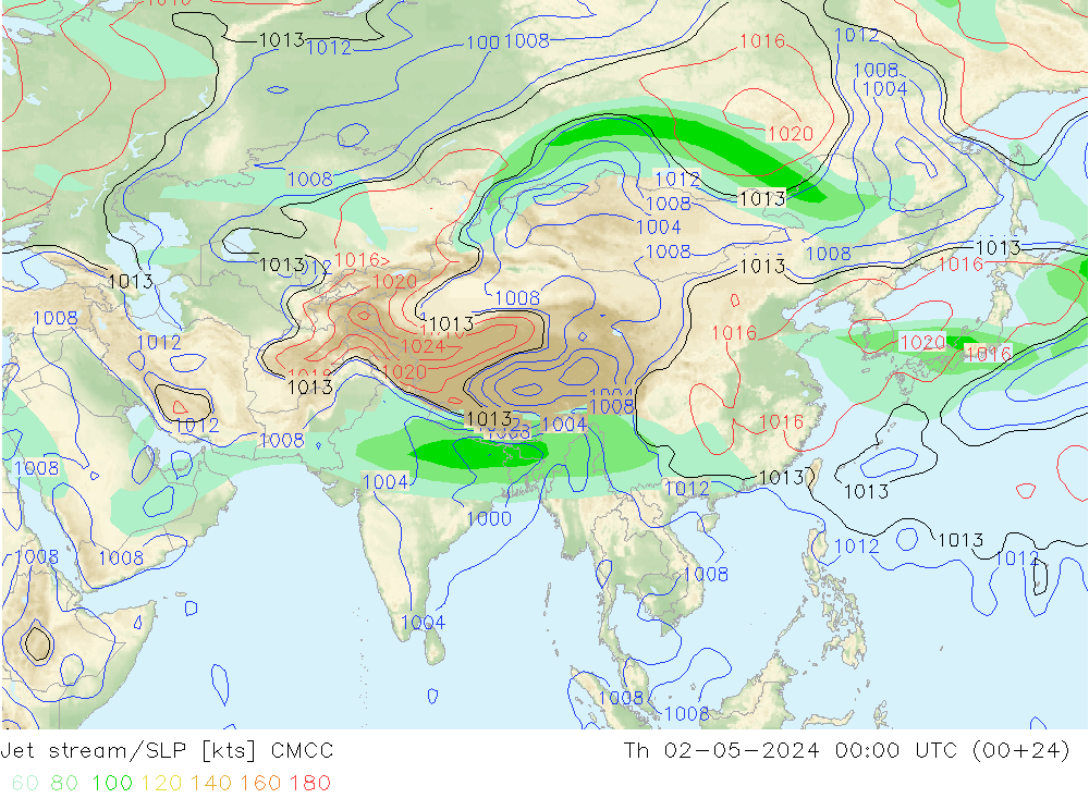 Jet stream/SLP CMCC Th 02.05.2024 00 UTC