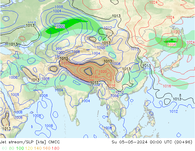 Jet stream CMCC Dom 05.05.2024 00 UTC