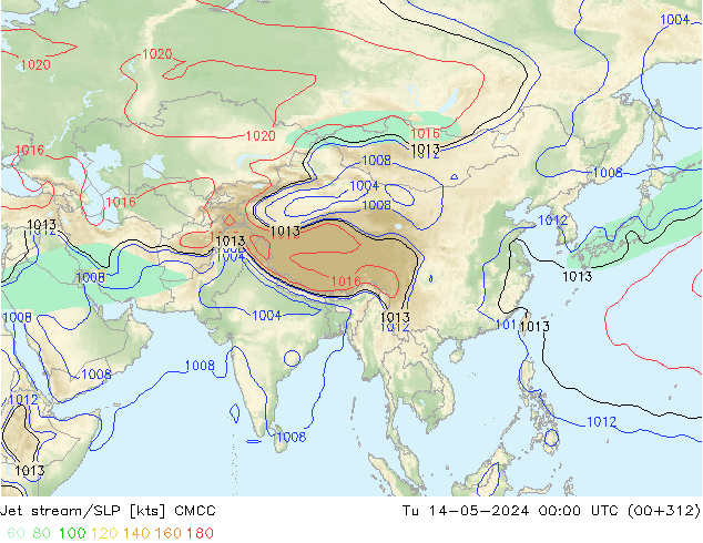 Jet stream/SLP CMCC Tu 14.05.2024 00 UTC