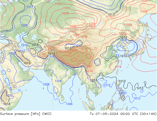 Pressione al suolo CMCC mar 07.05.2024 00 UTC