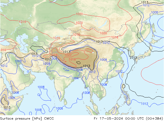Pressione al suolo CMCC ven 17.05.2024 00 UTC