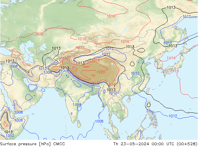 Atmosférický tlak CMCC Čt 23.05.2024 00 UTC