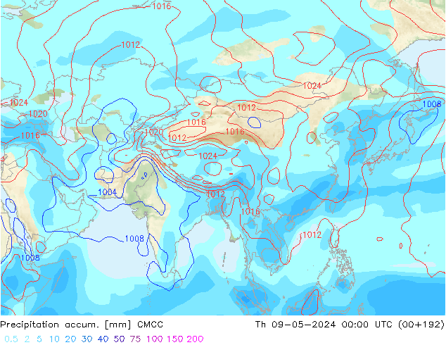 Precipitation accum. CMCC Čt 09.05.2024 00 UTC