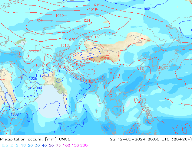 Precipitation accum. CMCC Su 12.05.2024 00 UTC