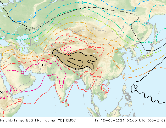 Height/Temp. 850 hPa CMCC Sex 10.05.2024 00 UTC