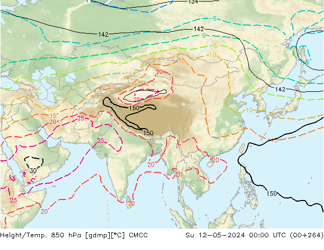 Height/Temp. 850 гПа CMCC Вс 12.05.2024 00 UTC