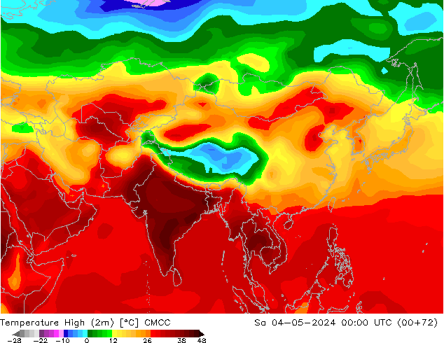 Nejvyšší teplota (2m) CMCC So 04.05.2024 00 UTC