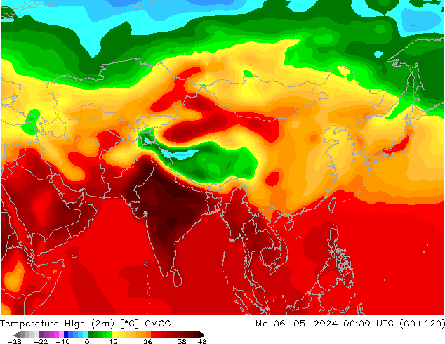 temperatura máx. (2m) CMCC Seg 06.05.2024 00 UTC